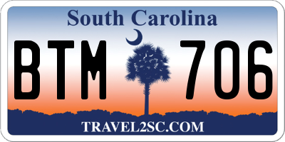SC license plate BTM706
