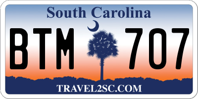 SC license plate BTM707