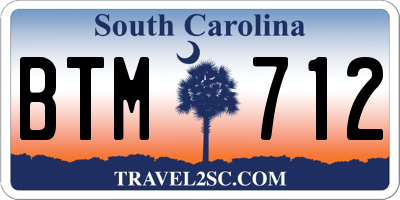 SC license plate BTM712