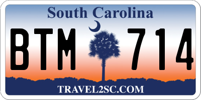 SC license plate BTM714