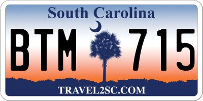 SC license plate BTM715