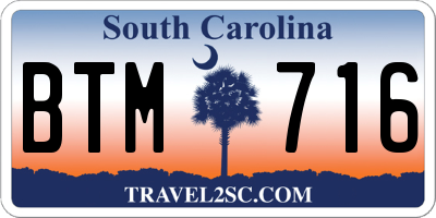 SC license plate BTM716