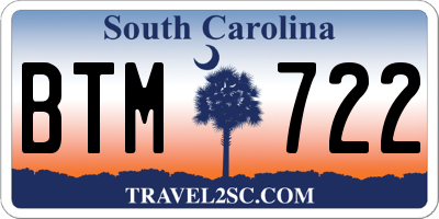 SC license plate BTM722