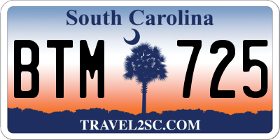SC license plate BTM725