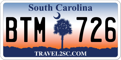 SC license plate BTM726
