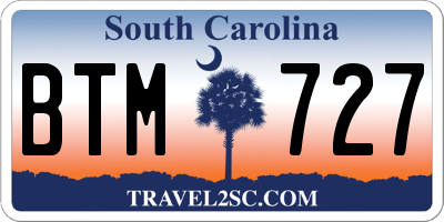 SC license plate BTM727