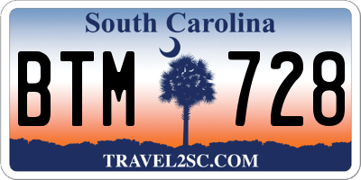 SC license plate BTM728