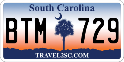 SC license plate BTM729