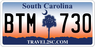 SC license plate BTM730