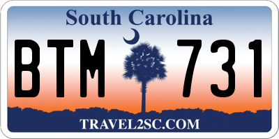 SC license plate BTM731
