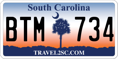 SC license plate BTM734