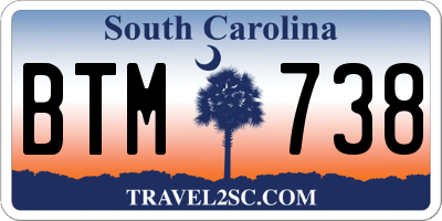 SC license plate BTM738