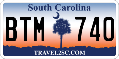 SC license plate BTM740