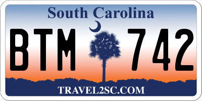 SC license plate BTM742