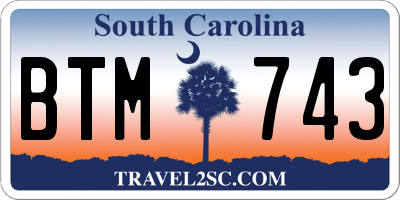 SC license plate BTM743