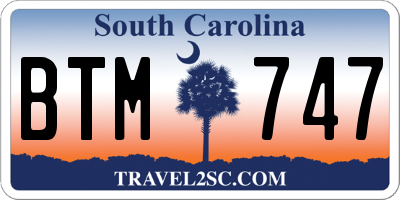 SC license plate BTM747