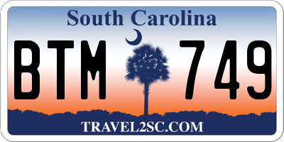 SC license plate BTM749