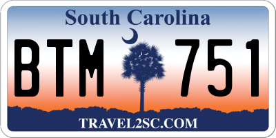 SC license plate BTM751