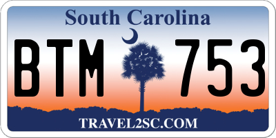 SC license plate BTM753