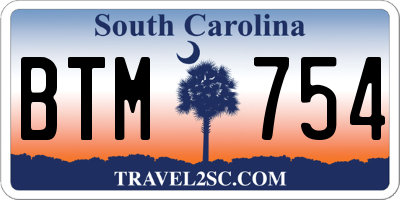 SC license plate BTM754