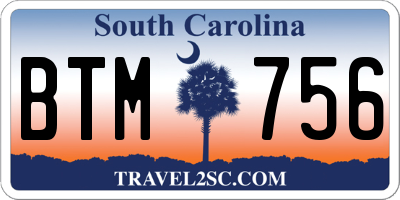 SC license plate BTM756