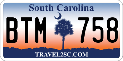 SC license plate BTM758