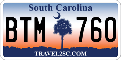 SC license plate BTM760