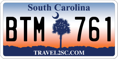 SC license plate BTM761