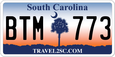 SC license plate BTM773