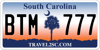 SC license plate BTM777