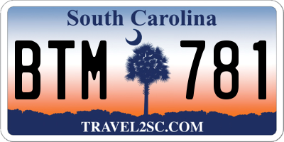 SC license plate BTM781