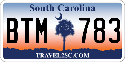 SC license plate BTM783