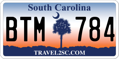 SC license plate BTM784