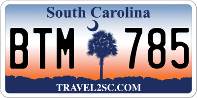 SC license plate BTM785