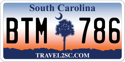 SC license plate BTM786