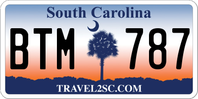 SC license plate BTM787
