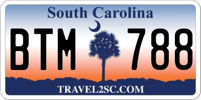 SC license plate BTM788