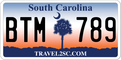 SC license plate BTM789