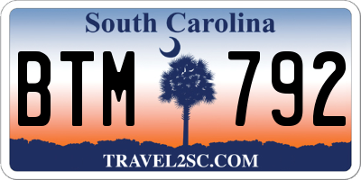 SC license plate BTM792