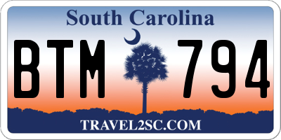 SC license plate BTM794
