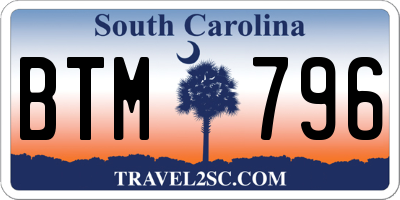 SC license plate BTM796