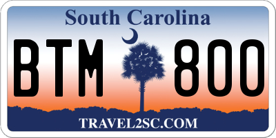SC license plate BTM800