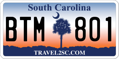 SC license plate BTM801