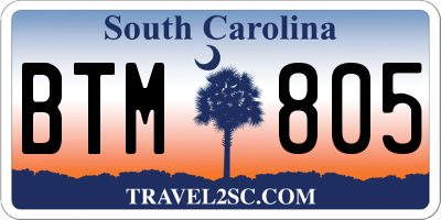 SC license plate BTM805