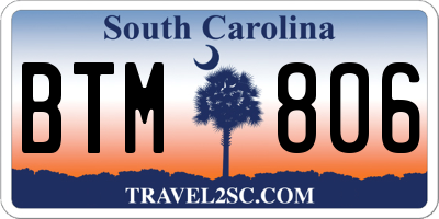 SC license plate BTM806