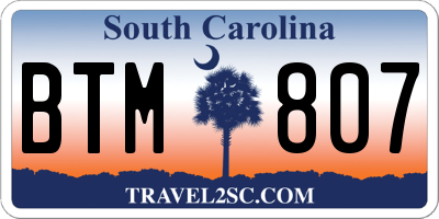 SC license plate BTM807