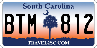 SC license plate BTM812