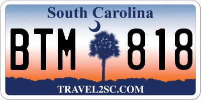 SC license plate BTM818
