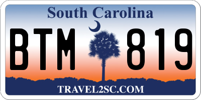 SC license plate BTM819