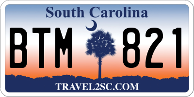 SC license plate BTM821